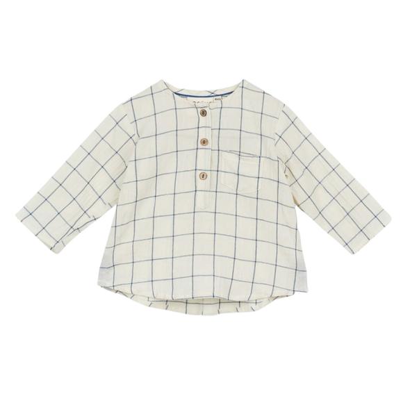 NEW ARSÈNE ET LES PIPELETTES baby's emeo check button top in cream - Picture 1 of 3